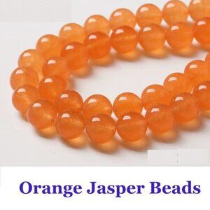 Natural Orange Jasper Beads  15" Strand  10mm